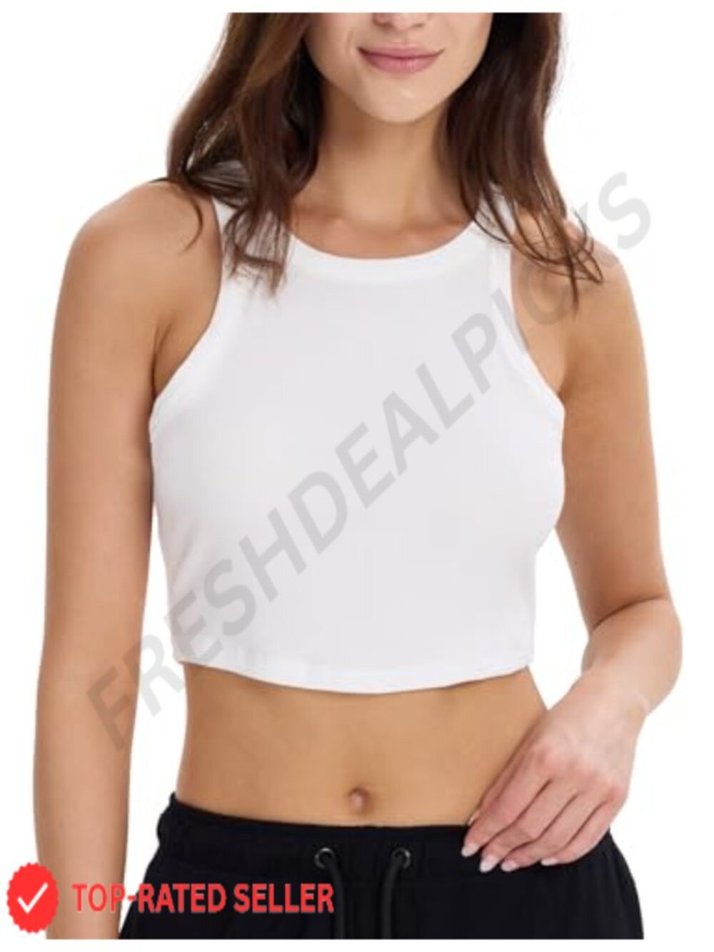 Modal Cropped Tank Top Athletic Gym Yoga Sleeveless Crew Neck